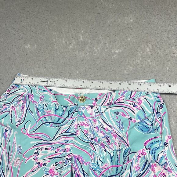 Lilly Pulitzer Shorts Buttercup Knit Womens 8 Blue Stretched Pockets Scalloped - Picture 6 of 13